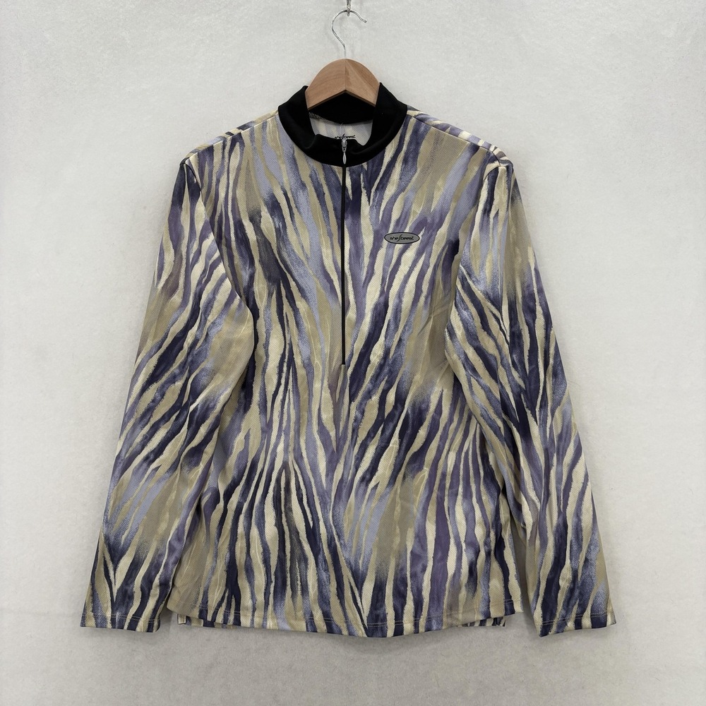 Shebeest Microwic UV Shirt Womens Large Purple 1/4 Zip Mock Neck Cycling NWT